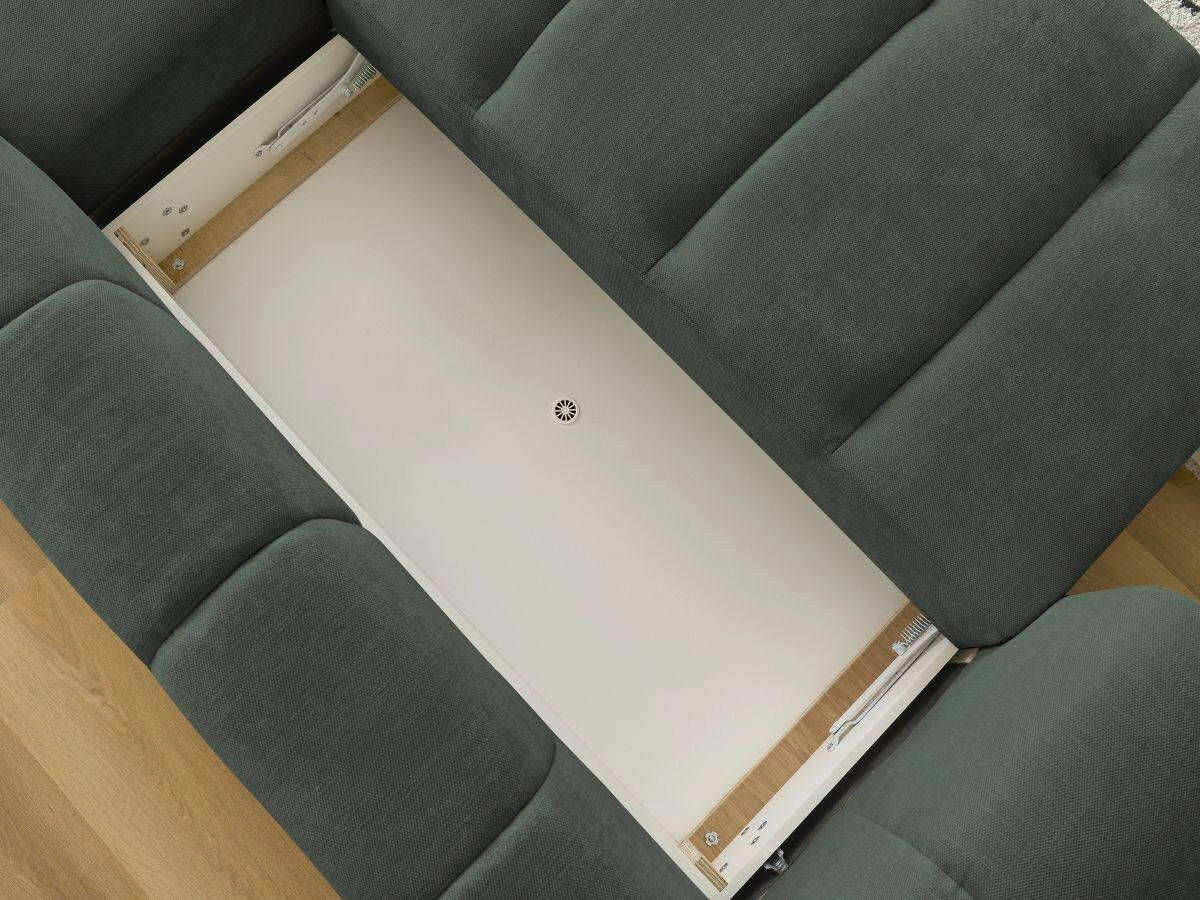 ECKSCHLAFSOFA FUJI Leinenoptik Grün  inkl.  - Schwarz/Grün, MODERN, Kunststoff/Textil (292/160cm)