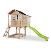 SPIELTURM  - Naturfarben/Hellgrün, KONVENTIONELL, Holz (444/190/269cm) - EXIT Toys