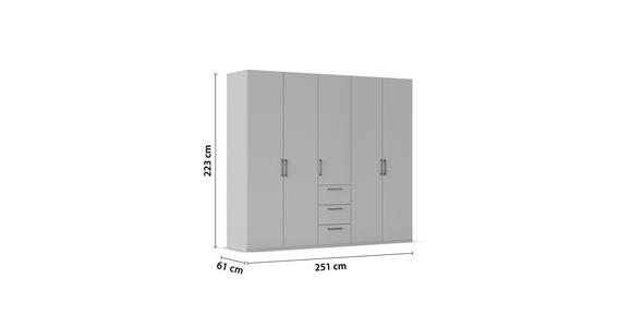 DREHTÜRENSCHRANK 251/223/61 cm,  in Graphitfarben, 5-türig  - Edelstahlfarben/Graphitfarben, Basics, Holzwerkstoff/Metall (251/223/61cm) - Novel