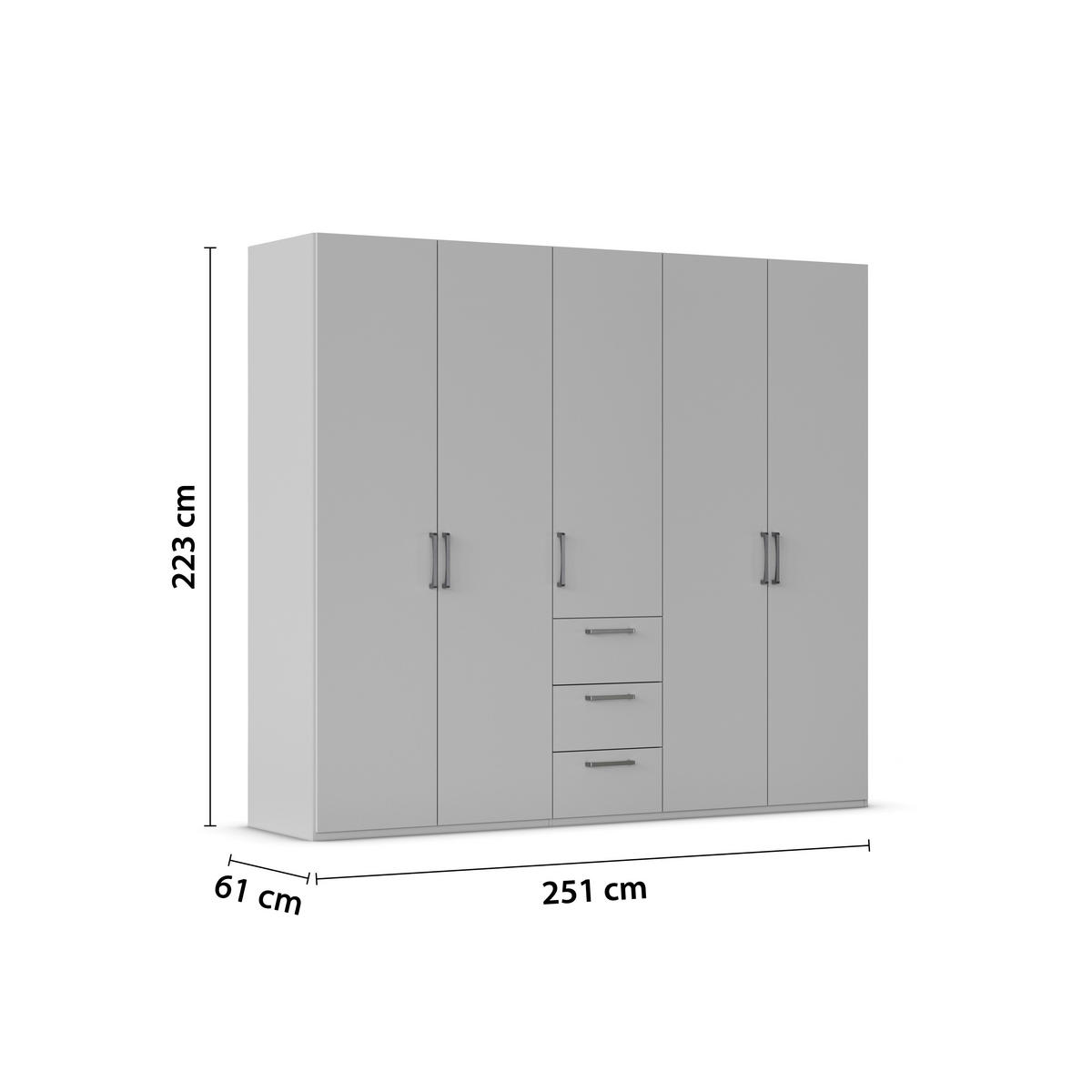 DREHTÜRENSCHRANK 251/223/61 cm,  in Champagner, 5-türig  - Edelstahlfarben/Champagner, Basics, Holzwerkstoff/Metall (251/223/61cm) - Novel