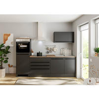 KÜCHENBLOCK 260 cm  in Schwarz  - Eichefarben/Schwarz, LIFESTYLE, Holzwerkstoff/Kunststoff (260cm) - P & B