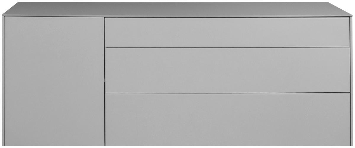 LOWBOARD Imola  in 169/63/42 cm  - Hellgrau/Schwarz, Design, Glas/Holzwerkstoff (169/63/42cm) - Novel