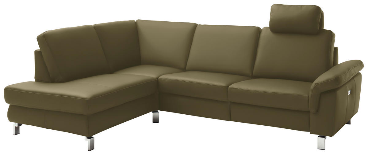 ECKSOFA in Echtleder Grün  - Chromfarben/Grün, Design, Leder/Metall (200/271cm) - Pure Home Lifestyle