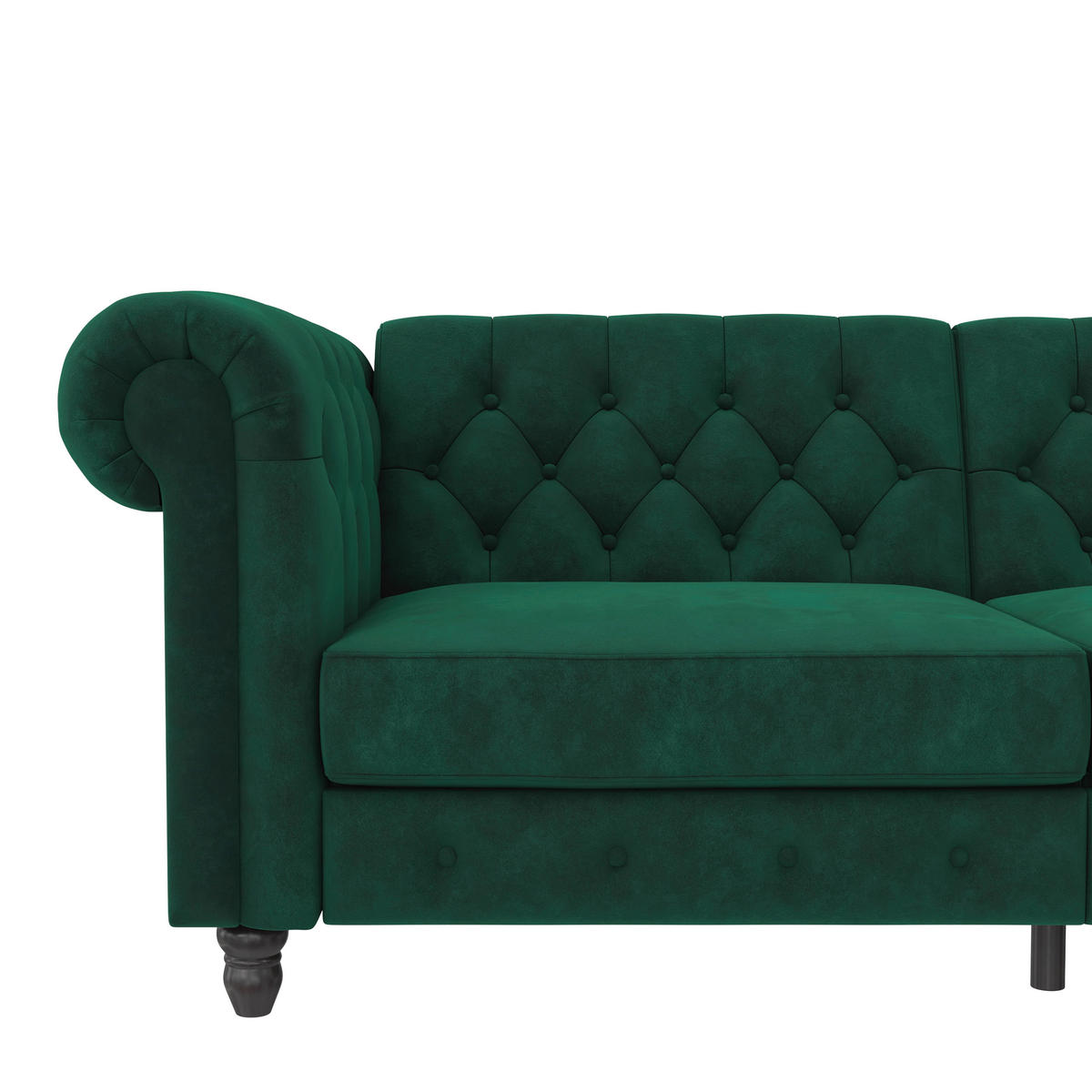 SCHLAFSOFA FIRENZE in Velours Dunkelgrün Vintage, Skandinavisch, Modern  - Dunkelgrün/Schwarz, Basics, Holz/Textil (236/83/87cm) - Livetastic