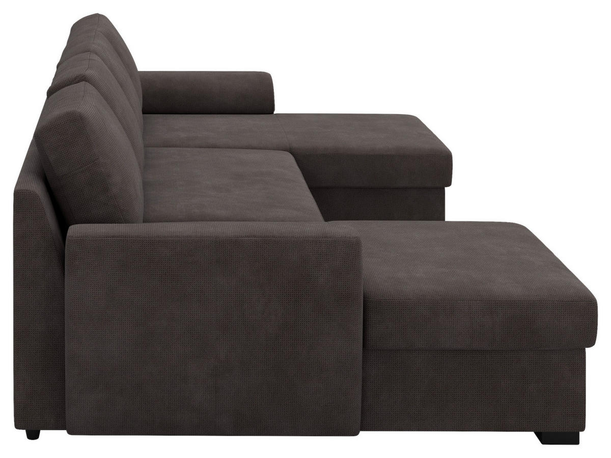 SJEDEĆA GARNITURA tekstil  smeđa   - smeđa/crna, Trend, tekstil/plastika (154/327/86cm) - MID.YOU