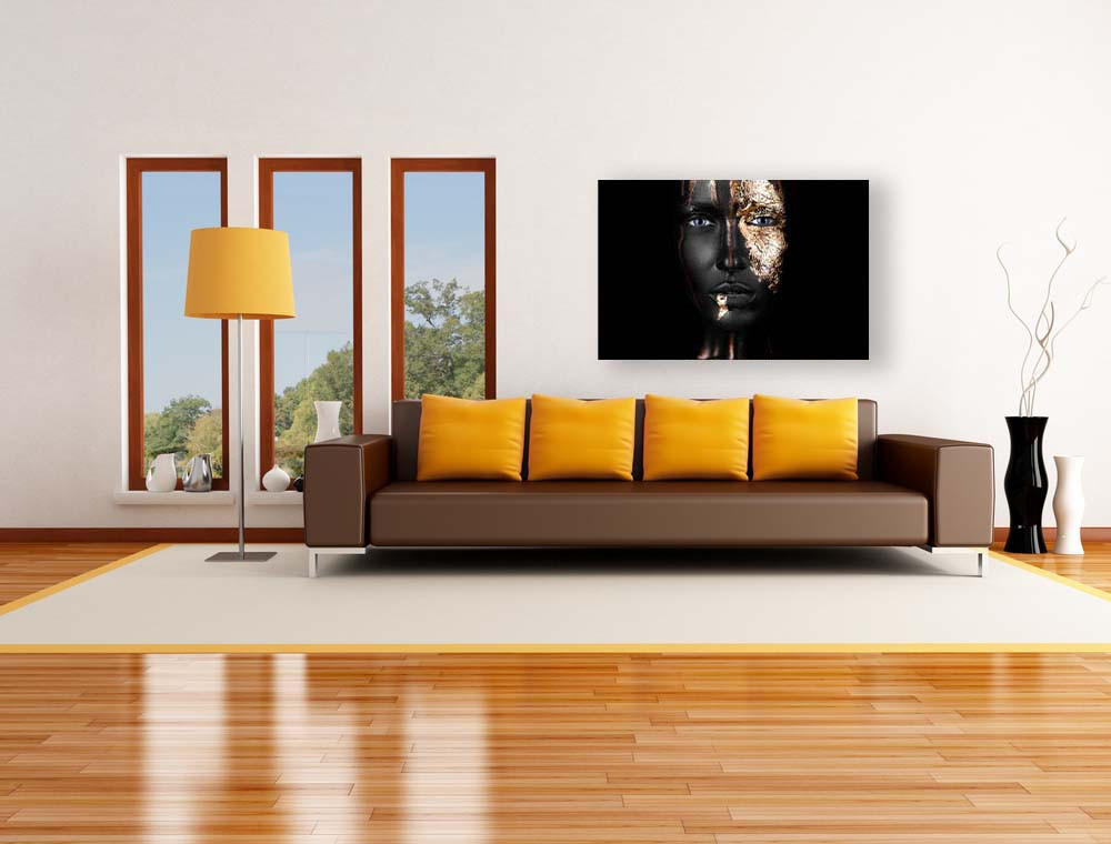 BILD 135/90 cm  - Goldfarben/Schwarz, Design, Kunststoff (135/90cm)