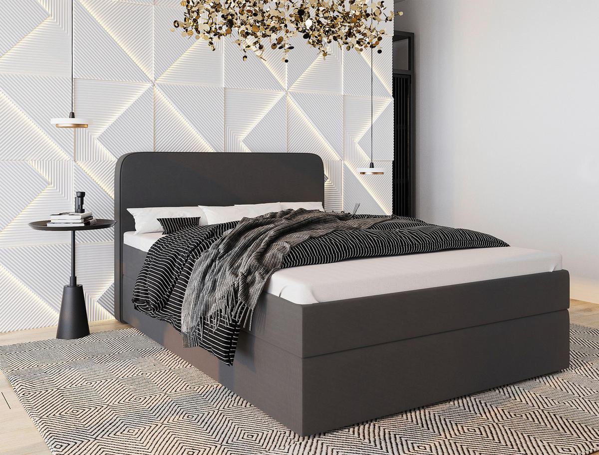 PAT TIP BOXSPRING FĂRĂ ARCURI 140/200 cm  antracit  - culoare natur/antracit, Modern, plastic/lemn (140/200cm) - MID.YOU