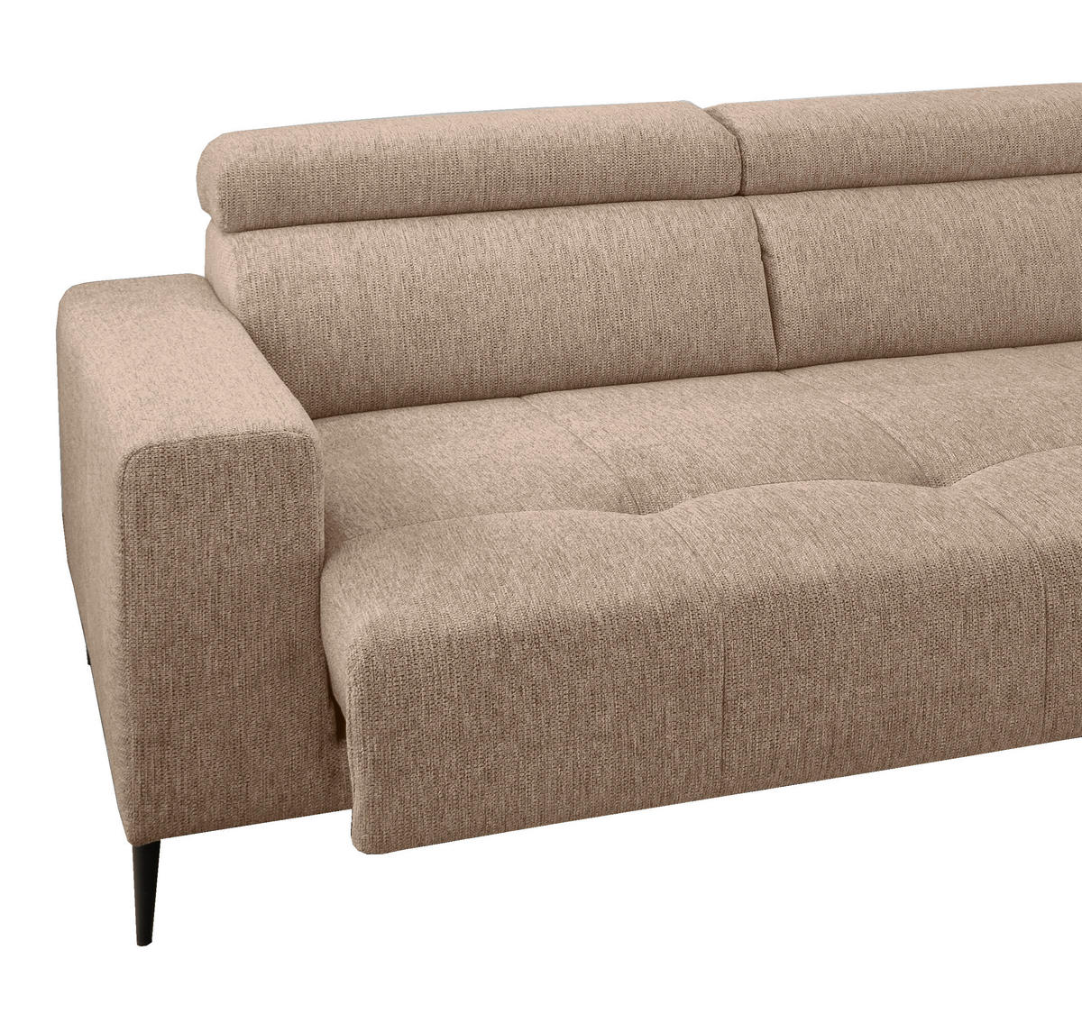 ECKSOFA Hellbraun Chenille  - Hellbraun/Schwarz, KONVENTIONELL, Textil/Metall (276/188cm) - Livetastic