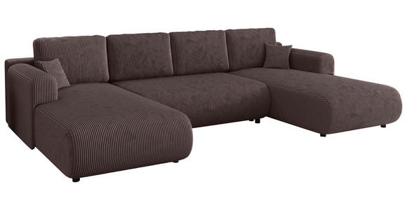 Wohnlandschaft inkl. Funktion Dunkelbraun Cord  - Dunkelbraun/Schwarz, KONVENTIONELL, Textil (200/360/200cm) - Xora