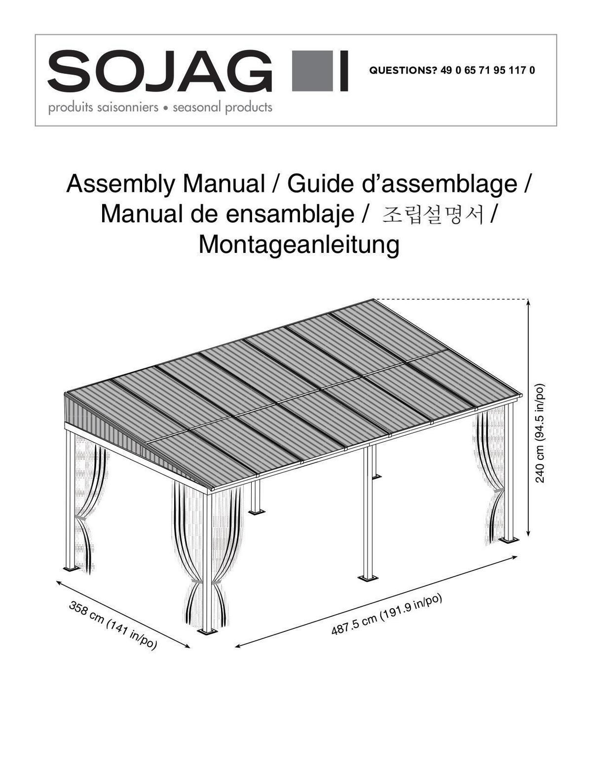 TERRASSENÜBERDACHUNG 383,5/240/362,5 cm   - Anthrazit, Basics, Metall (383,5/240/362,5cm)