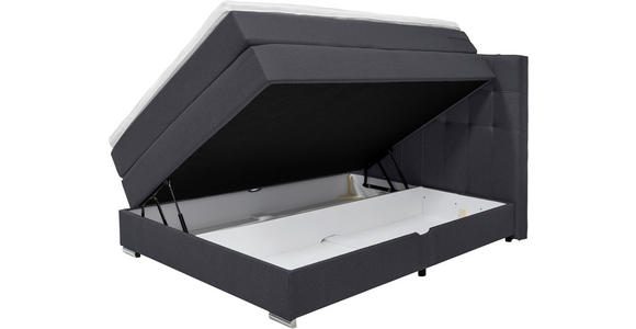 BOXSPRINGBETT 140/200 cm  in Schwarz  - Alufarben/Schwarz, KONVENTIONELL, Kunststoff/Textil (140/200cm) - Carryhome