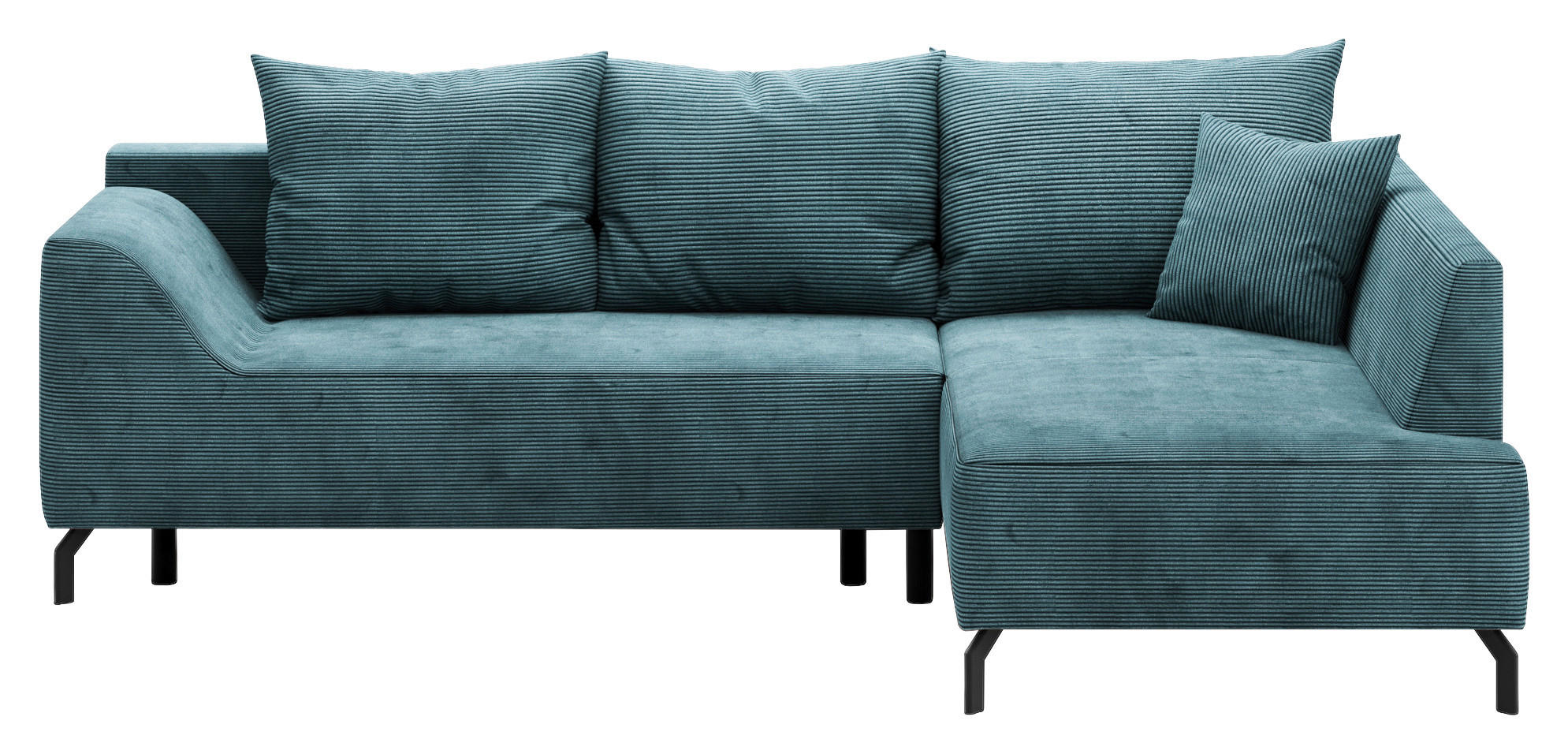 ECKSCHLAFSOFA Cord Mintgrün  - Schwarz/Mintgrün, Design, Textil/Metall (273/167cm) - MID.YOU