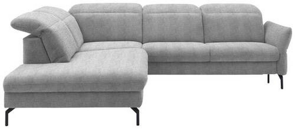 ECKSOFA in Flachgewebe Hellgrau  - Hellgrau/Schwarz, Design, Textil/Metall (233/299-313cm) - Dieter Knoll