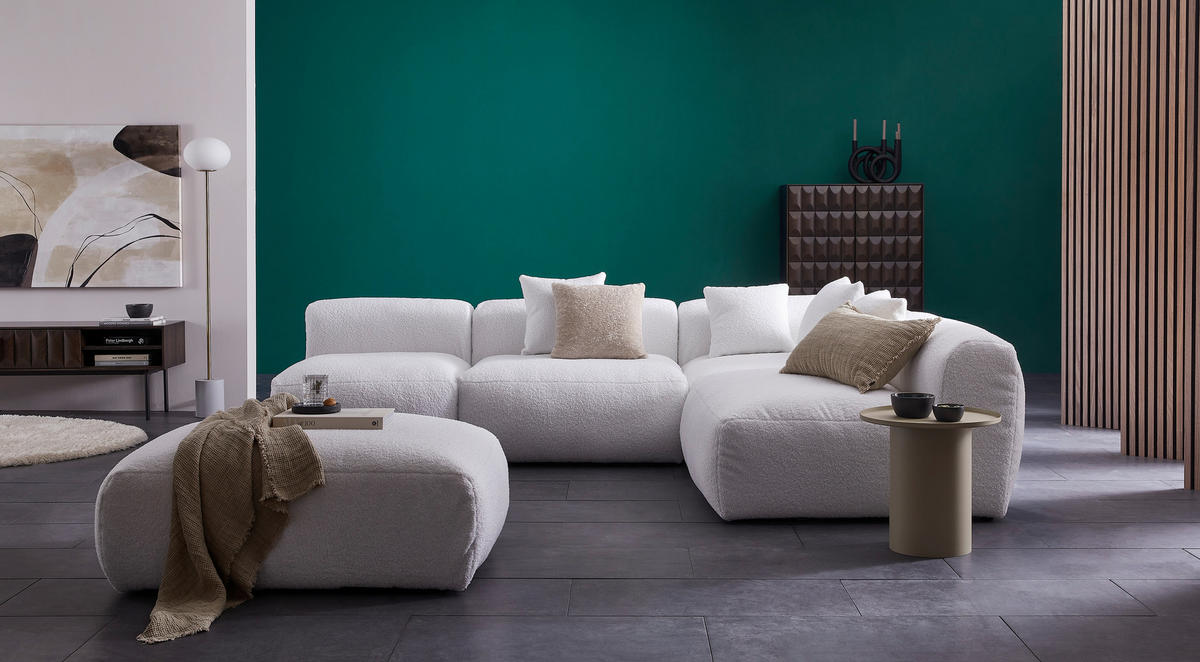 SOFAELEMENT in Flachgewebe, Teddystoff Weiss  - Weiss, Trend, Textil (100/70/122cm) - Livetastic