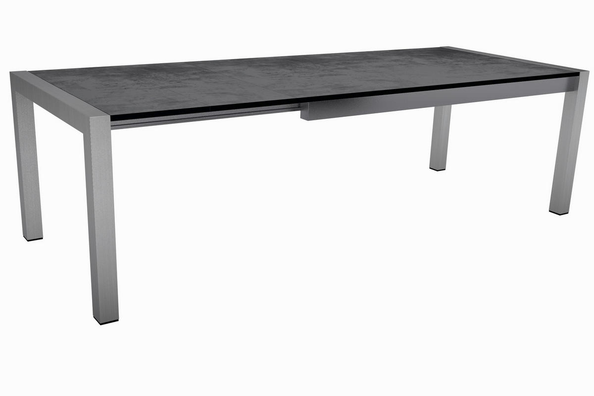 GARTENTISCH 174-254/90/75 cm Metall rechteckig  - Edelstahlfarben/Grau, Design, Kunststoff/Metall (174-254/90/75cm) - Stern