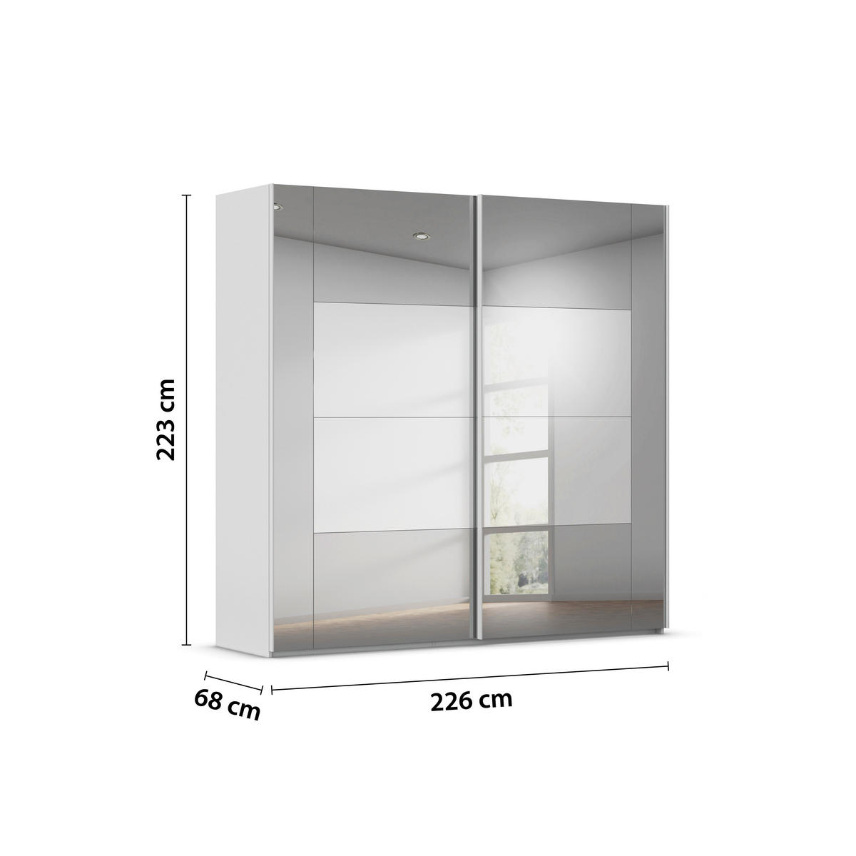 SCHWEBETÜRENSCHRANK 226/223/68 cm 2-türig Seidengrau  - Seidengrau, Design, Glas/Holzwerkstoff (226/223/68cm) - Xora
