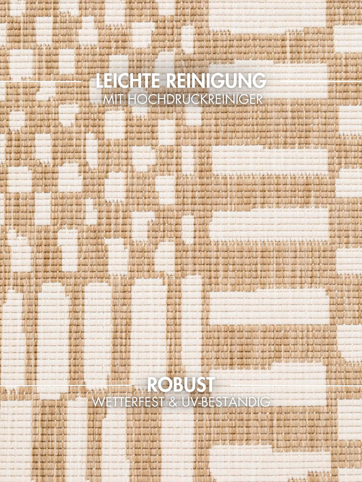 FLACHWEBETEPPICH 200/300 cm Haringey Weiß, Sandfarben rechteckig  - Sandfarben/Weiß, Design, Kunststoff (200/300cm)