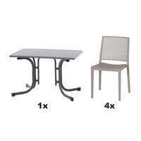 GARTENGARNITUR 5-teilig  - Taupe, Basics, Holzwerkstoff/Kunststoff (70/80/110cm) - Siena Garden