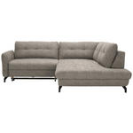 ECKSOFA in Flachgewebe, Leinenoptik Hellbraun  - Hellbraun/Schwarz, Design, Textil/Metall (247/208cm) - Xora