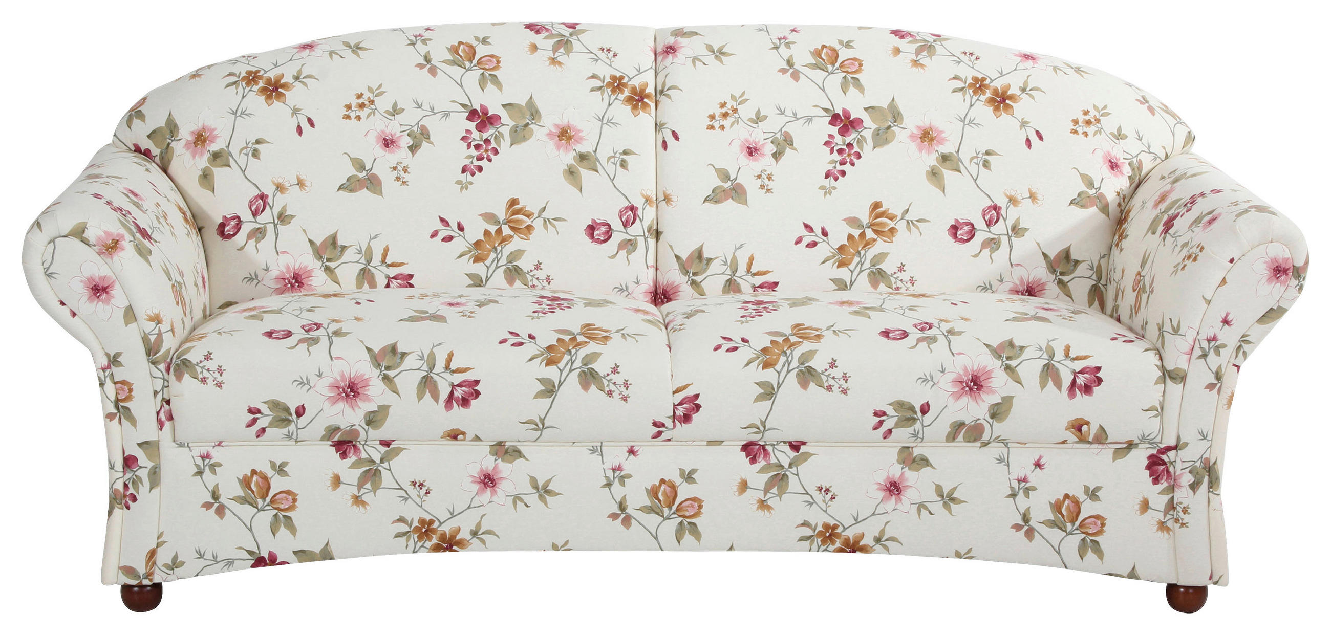3-SITZER-SOFA Flachgewebe Rot, Weiß  - Rot/Nussbaumfarben, Design, Holz/Textil (202/85/81cm) - Max Winzer