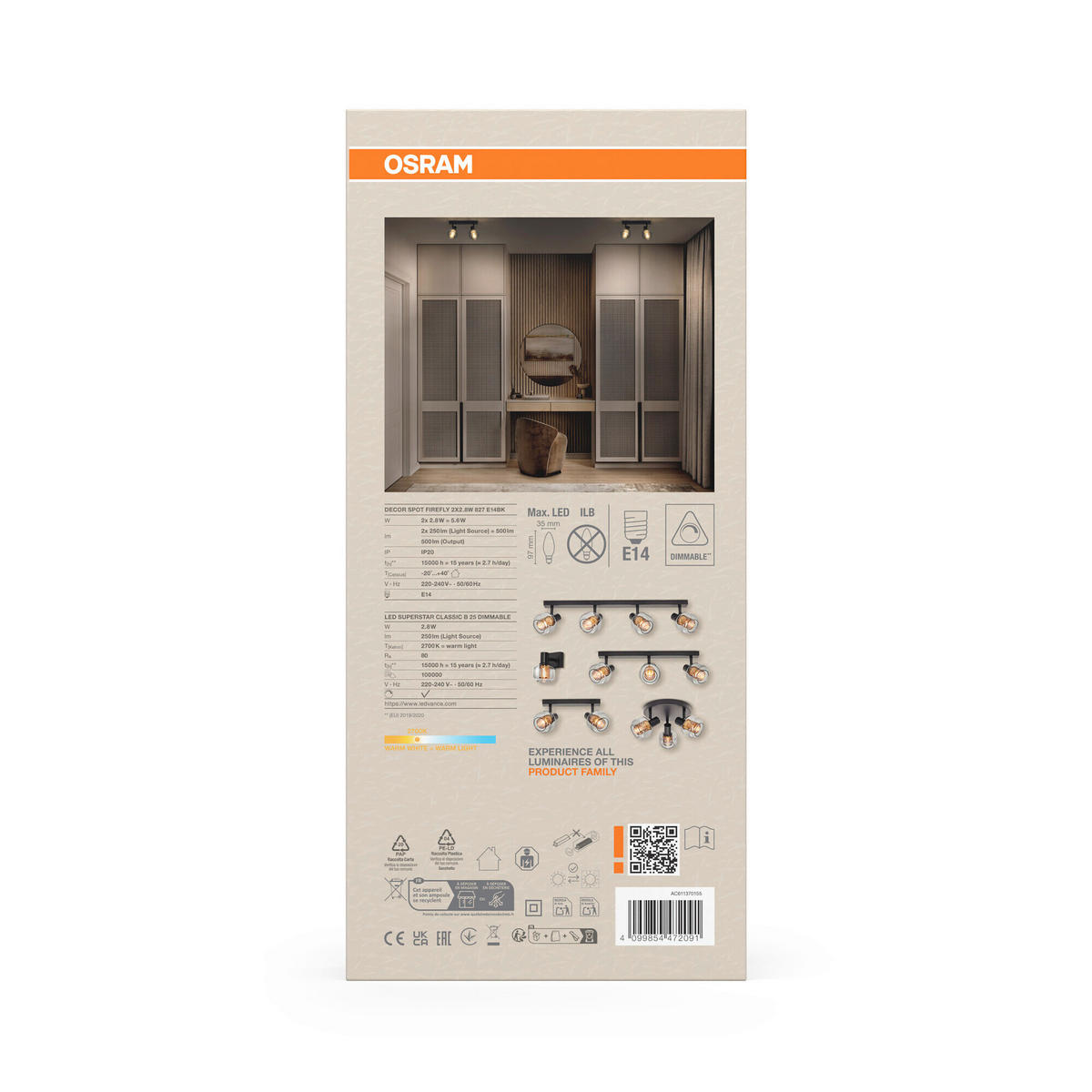LED-STRAHLER 38,5/17,6/10,5 cm   - Schwarz, Basics, Glas/Metall (38,5/17,6/10,5cm) - Osram