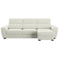ECKSOFA in Velours Creme  - Creme/Schwarz, Konventionell, Kunststoff/Textil (285/177cm) - MID.YOU