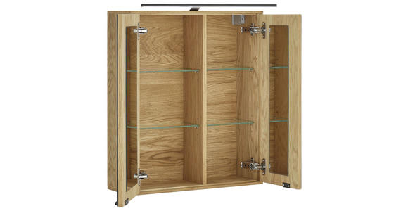 SPIEGELSCHRANK 60/70/20 cm  - Eichefarben/Schwarz, KONVENTIONELL, Glas/Holz (60/70/20cm) - Linea Natura