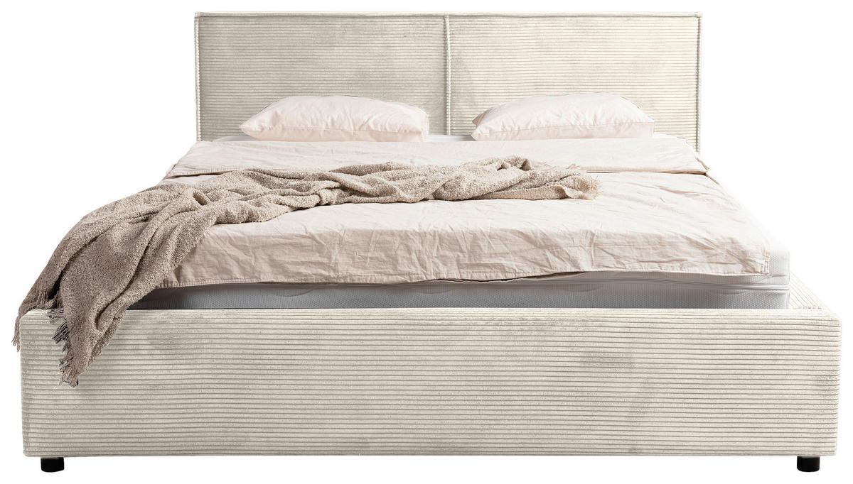 POLSTERBETT Lattenrost, Bettkasten 180/200 cm  in Creme  - Creme/Schwarz, MODERN, Holz/Textil (180/200cm) - MID.YOU