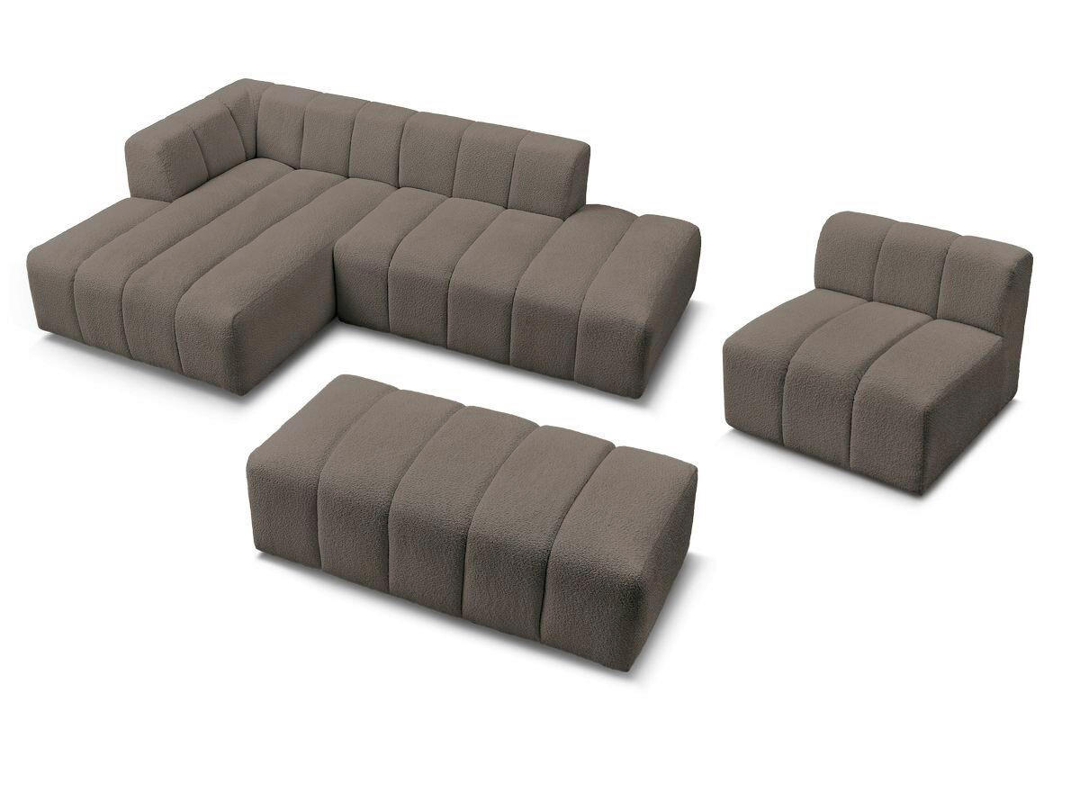 ECKSOFA Ottomane links  ANNECY Taupe Bouclé  - Taupe/Schwarz, MODERN, Kunststoff/Textil (170/262cm)