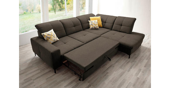 ECKSOFA in Chenille Dunkelbraun 310/240 cm - Dunkelbraun/Schwarz, Design, Textil/Metall (310/240cm) - Xora