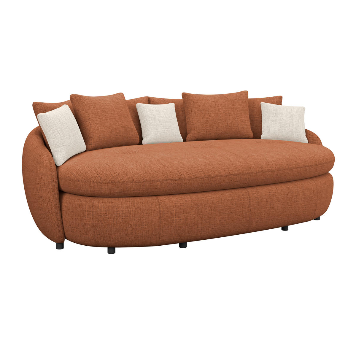 MEGASOFA Chenille Terracotta  - Terracotta/Schwarz, Trend, Kunststoff/Textil (238/80/140cm) - MID.YOU