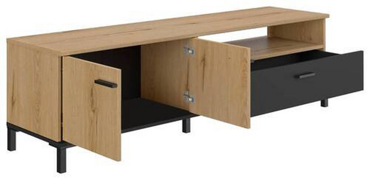 TV-ELEMENT - Eichefarben/Schwarz, MODERN, Holzwerkstoff/Kunststoff (160/47/40cm) - MID.YOU
