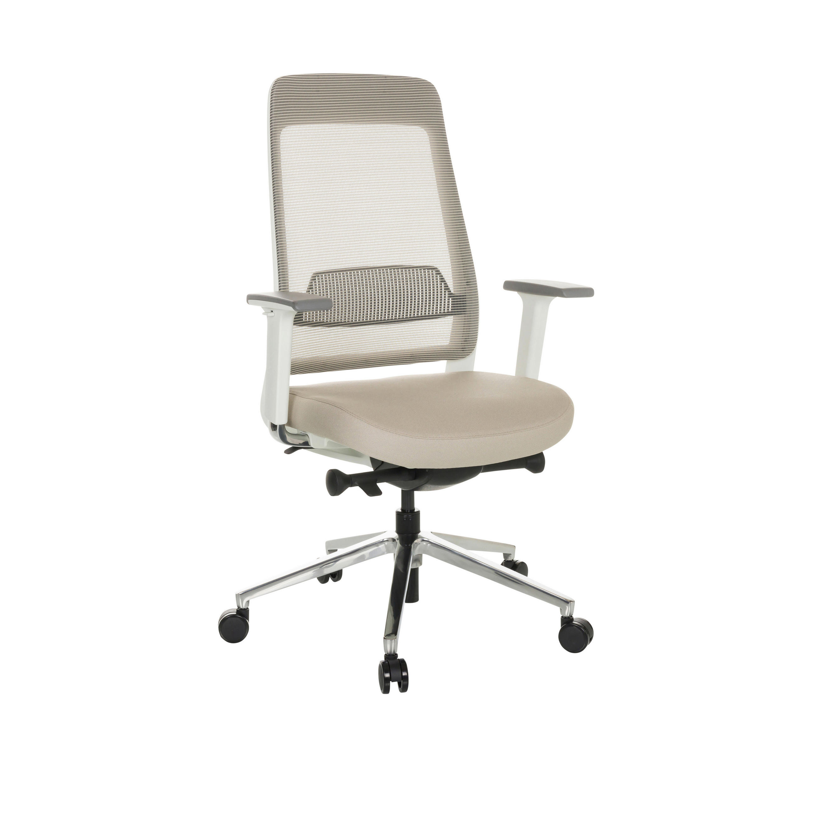 SNURRSTOL  i nätklädsel, flatväv grå, vit, beige  - vit/beige, Modern, metall/textil (67/118/63cm) - MID.YOU