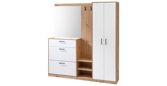 GARDEROBE in 180/195/38 cm - Weiß/Eiche Artisan, Basics, Holzwerkstoff (180/195/38cm) - Xora