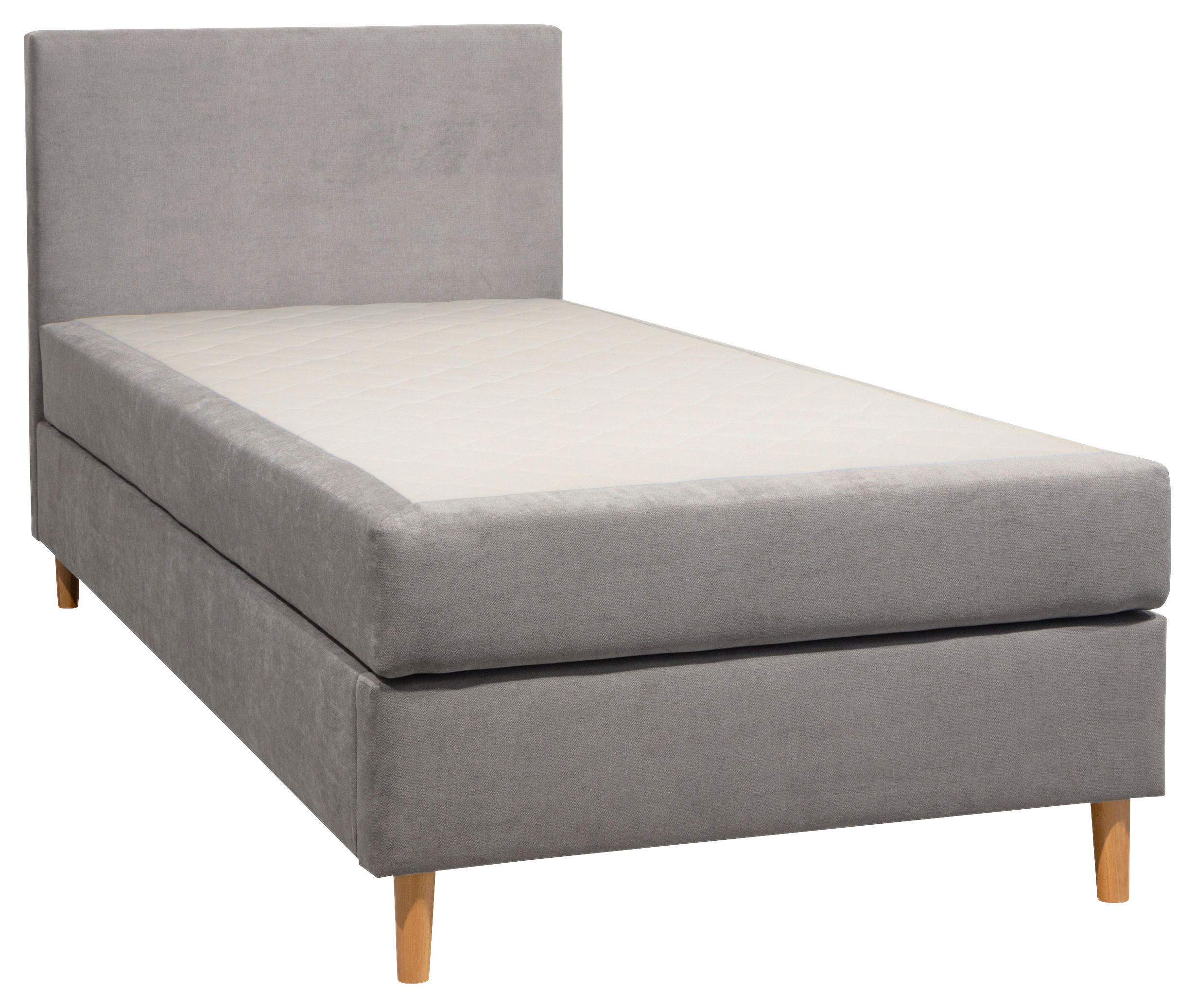 BOXBETT 90/200 cm,  in Hellgrau, Matratze, H2 = mittel  - Hellgrau, KONVENTIONELL, Holz/Textil (90/200cm) - Boxxx