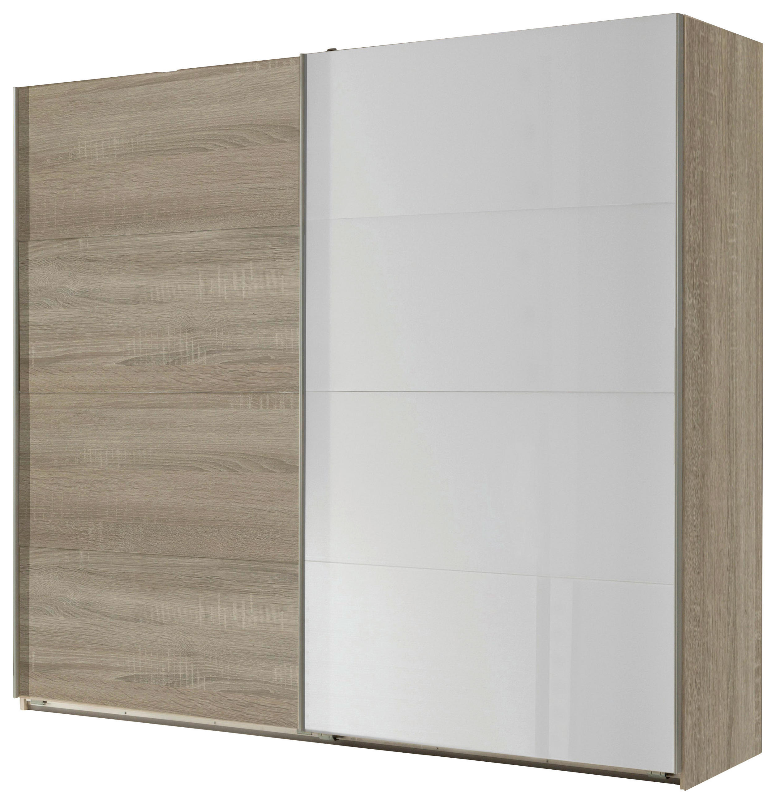 SCHWEBETÜRENSCHRANK 225/210/65 cm 2 Tür(en)-türig Weiß, Eichefarben  - Eichefarben/Weiß, Design, Glas/Holzwerkstoff (225/210/65cm) - Livetastic