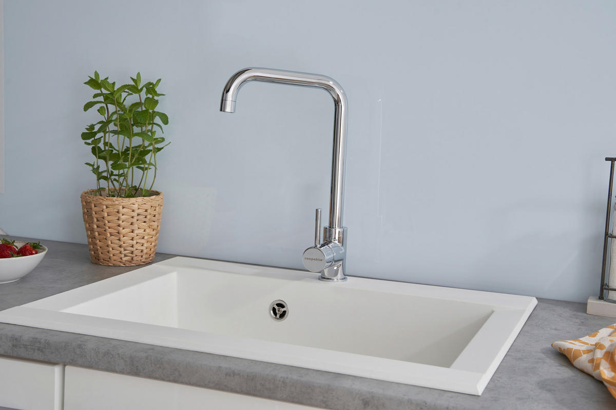 SPÜLE 1712OHIO66X50W  - Weiß, Trend, Glas/Kunststoff (66/21/50cm) - Respekta