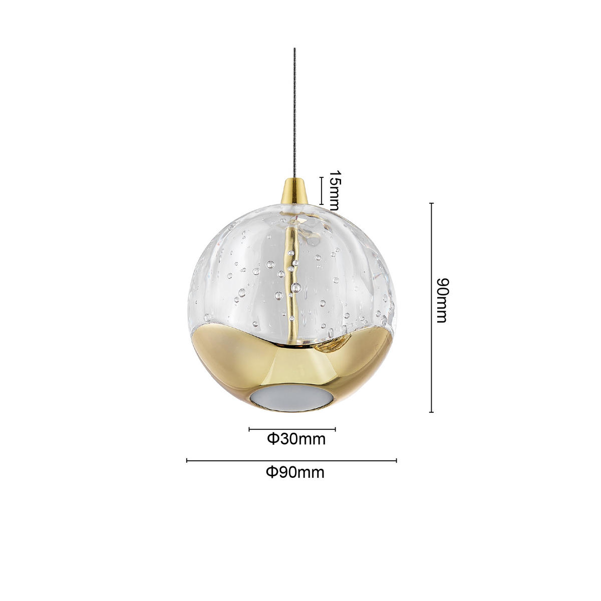 LED-HÄNGELEUCHTE Hastings 96/9/150 cm   - Goldfarben, Design, Glas/Metall (96/9/150cm) - Dieter Knoll