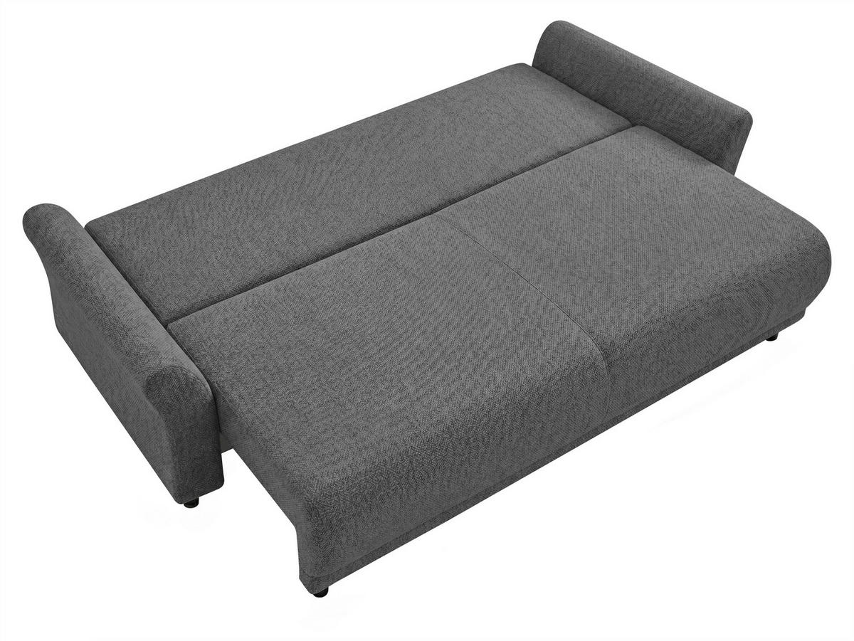SCHLAFSOFA Flachgewebe, Struktur Grau  inkl. Zierkissen, Rückenkissen, Bettkasten, Schlaffunktion, Rücken echt  - Schwarz/Grau, Design, Textil (244/88/100cm) - P & B