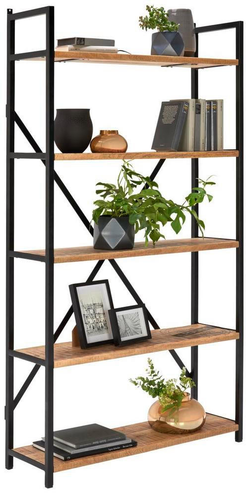 REGAL  100/178/32 cm Naturfarben  - Schwarz/Naturfarben, Trend, Holz/Metall (100/178/32cm) - Ambia Home