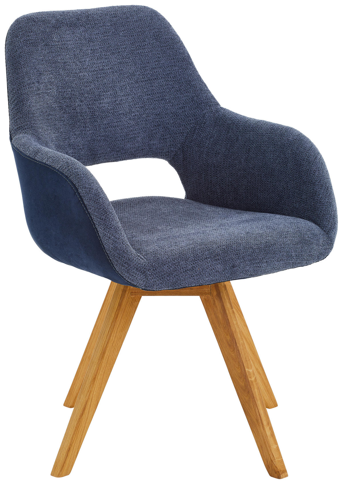 ARMLEHNSTUHL  in Flachgewebe, Mikrofaser  - Blau/Wildeiche, Design, Holz/Textil (56/86/64cm) - Lomoco