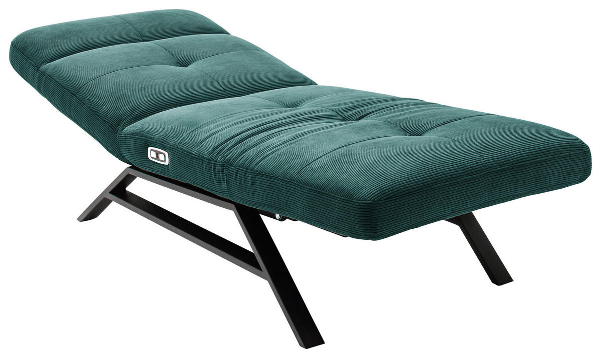 RELAXLIEGE in Cord Grün  - Schwarz/Grün, Design, Textil/Metall (80/54-113/158-198cm) - Pure Home Lifestyle