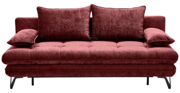 SCHLAFSOFA Italia  mit Samt Weinrot  - Weinrot/Schwarz, Design, Textil/Metall (205/79-96/85cm) - Novel