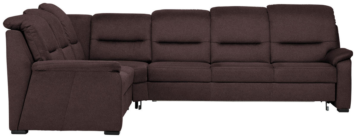 ECKSOFA in Mikrofaser Dunkelbraun  245/303 cm  - Dunkelbraun/Schwarz, KONVENTIONELL, Holz/Textil (245/303cm) - Beldomo Comfort