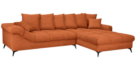 ECKSOFA Dunkelorange Cord Rückenkissen, Armlehnenkissen, Rücken echt  - Dunkelorange/Schwarz, KONVENTIONELL, Textil/Metall (332/231cm) - Carryhome