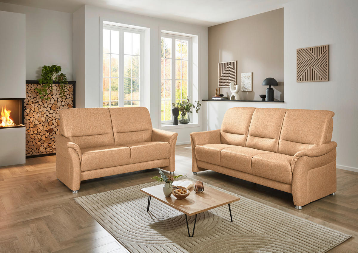 2,5-SITZER  in Flachgewebe Gelb  - Gelb/Alufarben, KONVENTIONELL, Textil/Metall (172/96/93cm) - Beldomo Premium