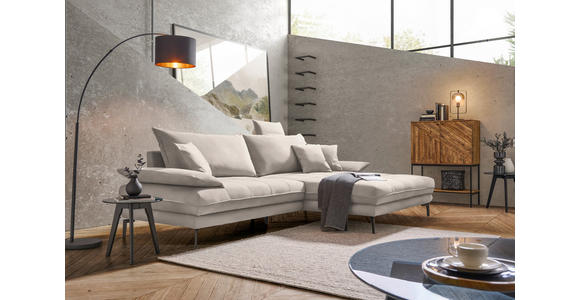 ECKSOFA in Mikrofaser Beige 292/176 cm - Beige/Schwarz, MODERN, Textil/Metall (292/176cm) - Carryhome