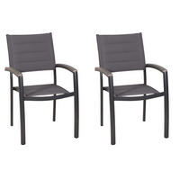 GARTENSTUHL-SET Metall, Kunststoff, Textil Graphitfarben, Grau  - Graphitfarben/Grau, KONVENTIONELL, Kunststoff/Textil (56/90/64cm) - Gardenson