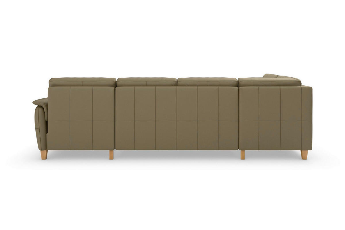 WOHNLANDSCHAFT PALMERA E in Echtleder Olivgrün  - Eichefarben/Olivgrün, Basics, Leder/Holz (212/308/163cm) - Sit & More