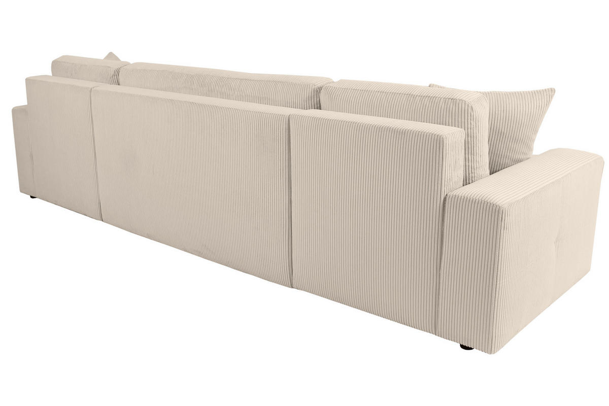 Wohnlandschaft inkl. Funktion Beige Cord  - Beige/Schwarz, KONVENTIONELL, Textil (146/317/146cm) - Xora